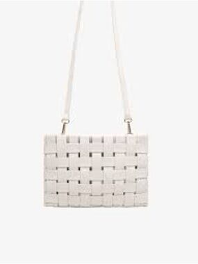 by Anthropologie LINDY CLUTCH WOVEN LARGE OFF WHITE GUC